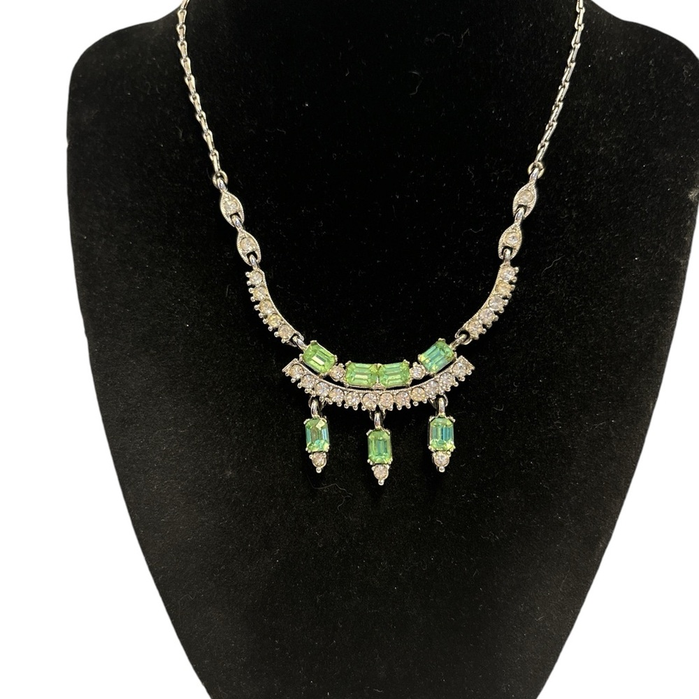 Emerald Green Crystal Pendant Necklace - Designer Style